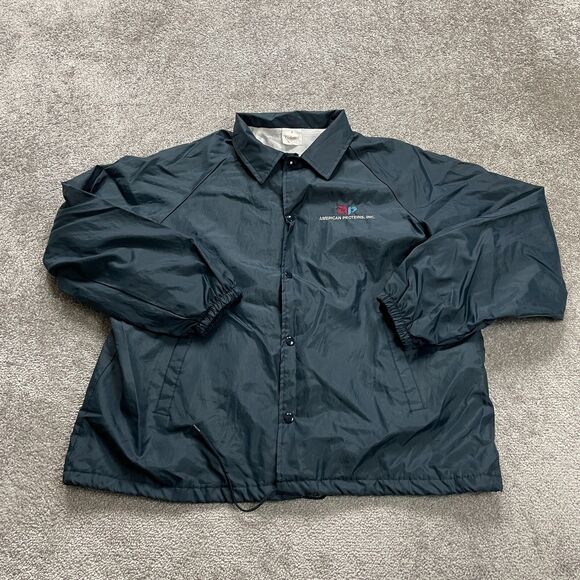Auburn Sportswear Windbreaker Jacket Mens XL Blue Nylon Snap Button Down Outdoor - Picture 1 of 13